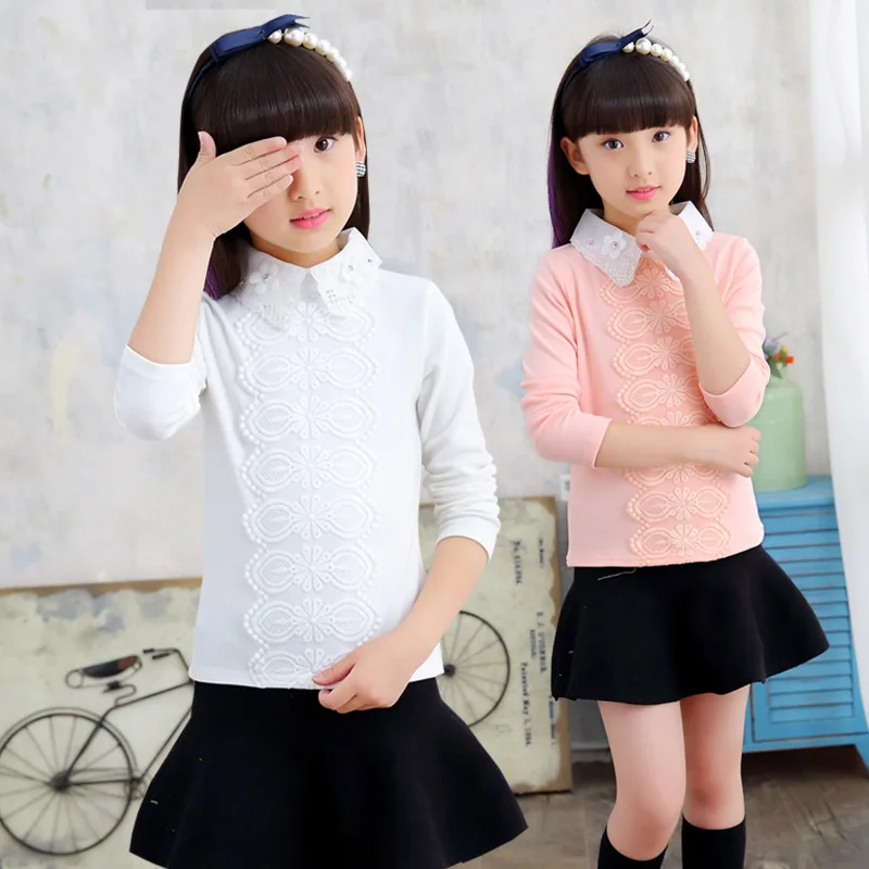 Школьная блузка для девочек 3 12 лет рубашки детей Осенняя детская одежда