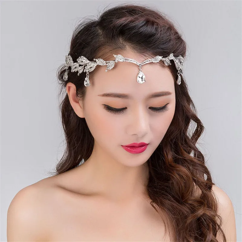 

Rhinestone Tiara Crown For Women Wedding Bridal Head Jewelry Accessories Forehead Head Chain Headpiece Bride Headbands Hair