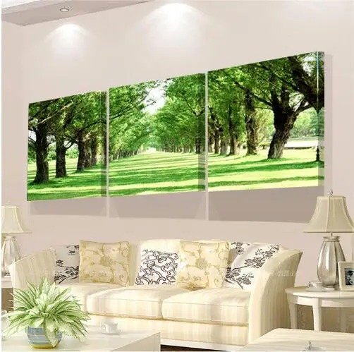 3 Pieces The Peach Blossom Lake Landscape Print Paintings Canvas Painting Home Decorative Pictures Abstract Living Room | Дом и сад