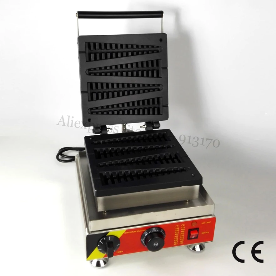 

Stainless Steel Lolly Waffle Machine Electric Pine Tree Shaped Waffle Maker 1500W Commercial Non-Stick 110V / 220V