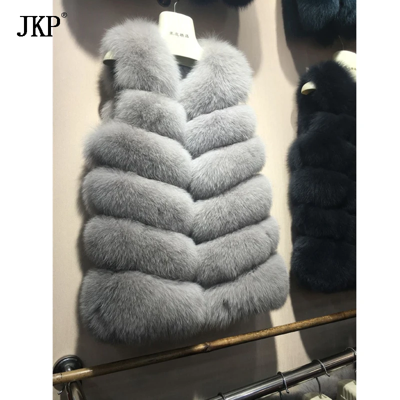 winter 100% real natural fox fur Vest sleeveless coat women Long section good quality fashion genuine fox fur vest enlarge