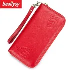 Женский Длинный кошелек из натуральной яловой кожи, клатч на молнии, кошелек для монет, держатель для телефона, 2019