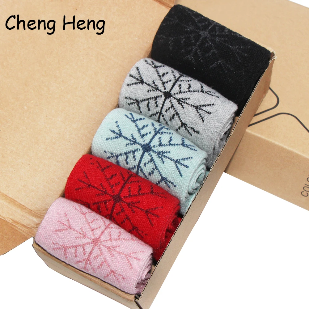 

Модные плотные теплые женские носки, милые Классические Носки с рисунком в виде снежинок и оленей, носки из смесовой шерсти на весну, осень, зиму, 5 видов цветов