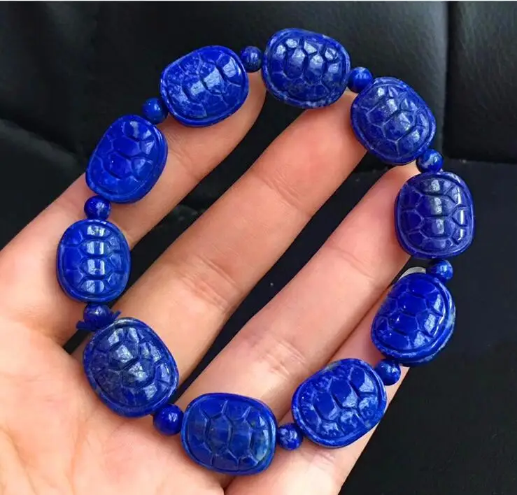 

Fine jewelry Natural Royal Blue Lapis Lazuli Gemstone Bracelet AAA free shipping