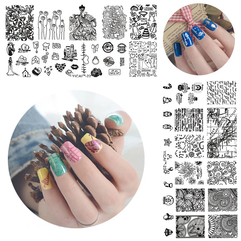 6,5*12,5 см шаблон для дизайна ногтей металлическая Геометрическая серия микс 20 дизайн геометрическое изображение DIY полировка, ногти штамповочные пластины