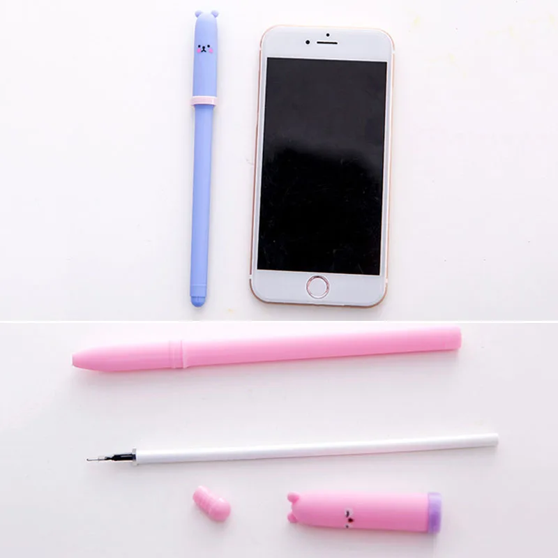 

6Pcs Cartoon Animal Expression Gel Pen 0.38mm Student Writing Signature Pen Black Ink Office Stationery Supplies Random Color
