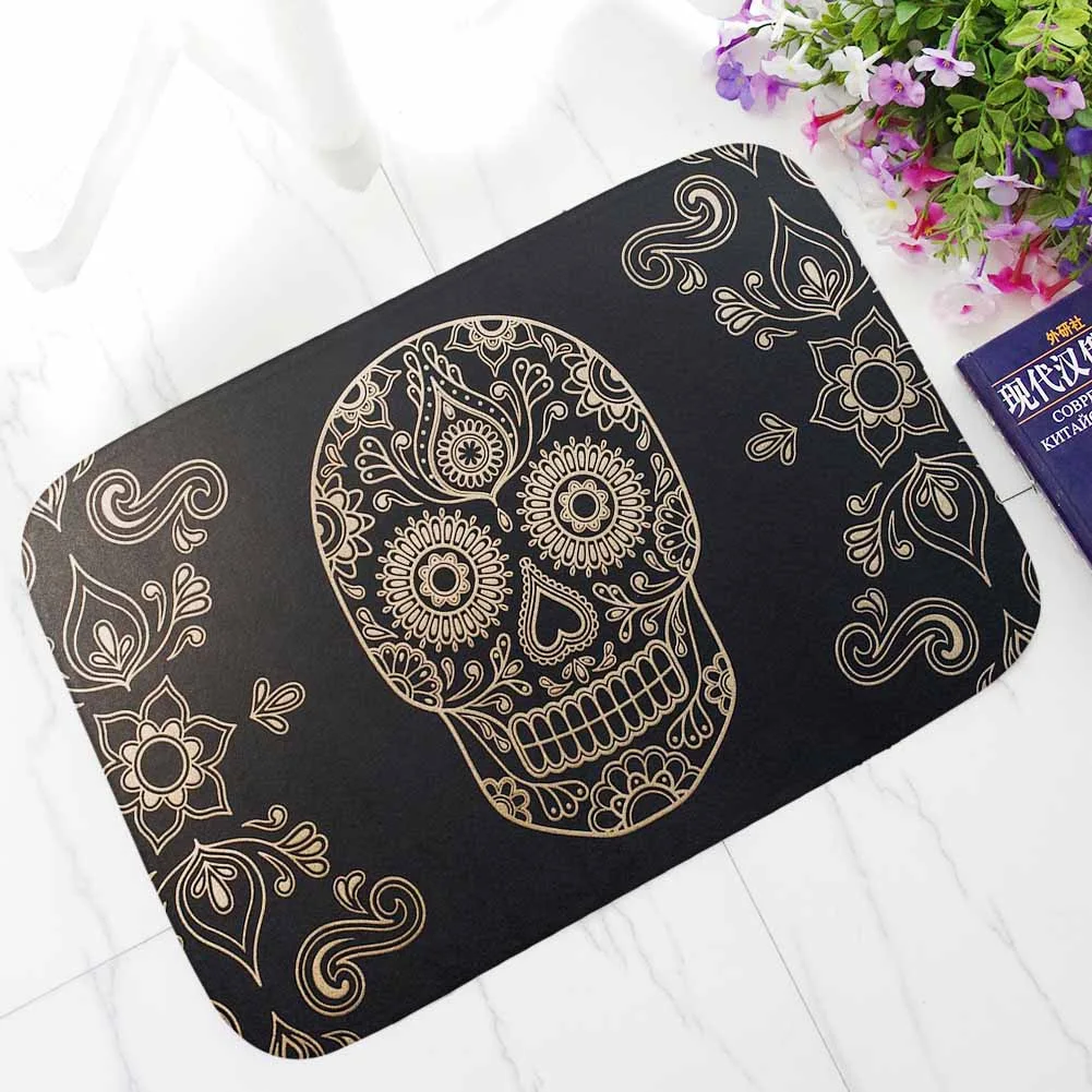 

Zeegle Skull Outdoor Rugs Home Entrance Doormat Non-slip Area Rug For Living Room Kids Bedroom Carpet Bedside Rugs Bathroom Mat