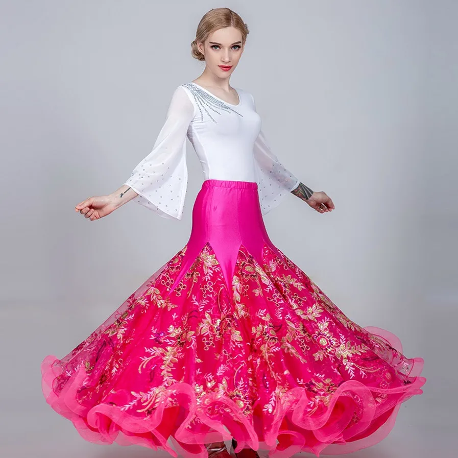 top rose skirt Стандартная Женская юбка, юбки для бальных танцев, топы для фламенко, юбка для фламенко, испанский костюм для фламенко, Одежда для танцев, Одежда для танцев - Цвет: top rose skirt