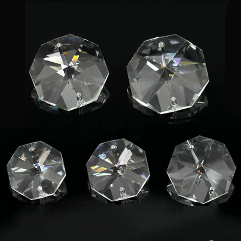 

100Pcs/lot 16mm 2 holes Crystal Octagon Bead Prism Chandelier Crystal