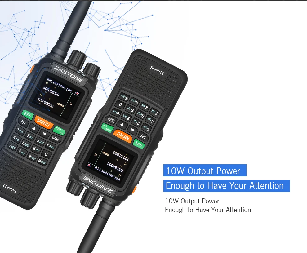Zastone 889G gps SOS портативная рация 10 Вт 3000 мАч VHF/UHF 400-520/134-174 МГц 999CH радиопередатчик