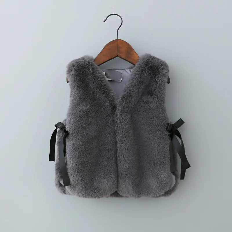 Детский зимний жилет осенне с имитацией кроличьего меха для девочек детская