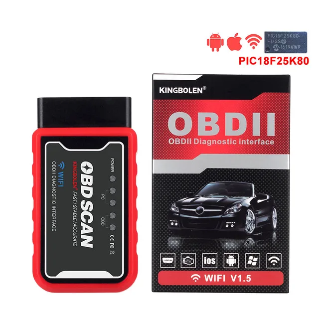 ELM327 Bluetooth/WiFi V1.5 PIC18F25K80 чип OBDII диагностический инструмент IPhone/Android ELM 327 V 1,5 OBDSCAN сканер считыватель кода - Цвет: WIFI VERSION B