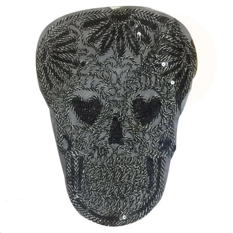 Заплатки для одежды футболка женская 29 5 см Череп Вышивка блёстки патч Женская