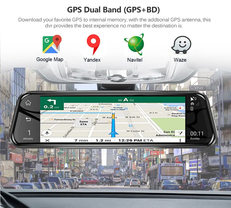 Зеркало заднего вида ANSTAR H58 10 ''HD 1080P DVR 4G Android GPS Wifi автомобильная камера