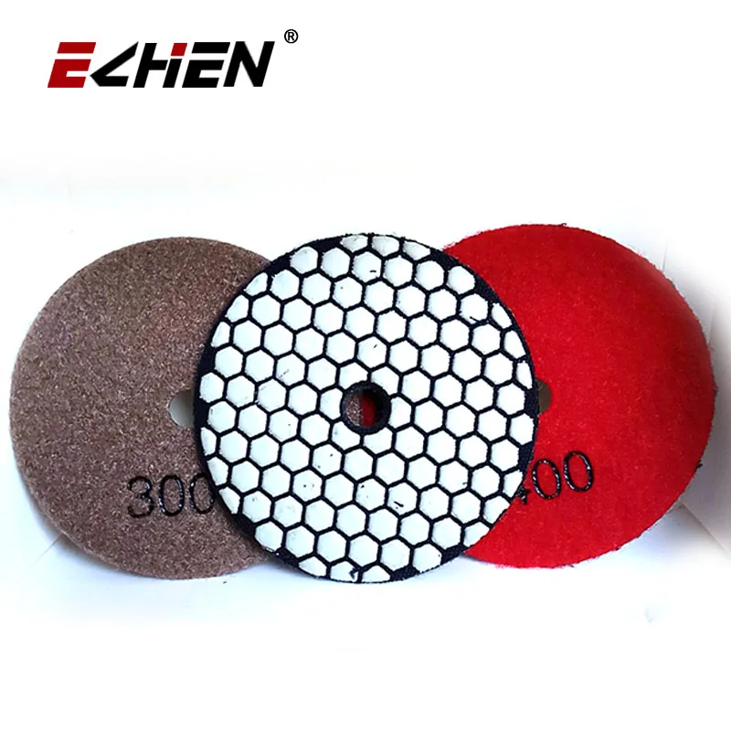 7 шт./компл. алмазные сухие Гибкие Полировальные колодки с липучкой диаметром 100