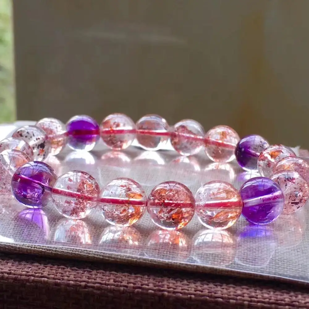 Высококачественный натуральный браслет Super Seven 7 Lepidocrocite из кварца с