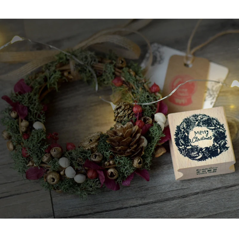 ZQSPFAFA Creative Square Wooden Stamp 2017 Brand Christmas Scrapbooking Decoration Accessories Trendy DIY Album Rubber Seal | Канцтовары