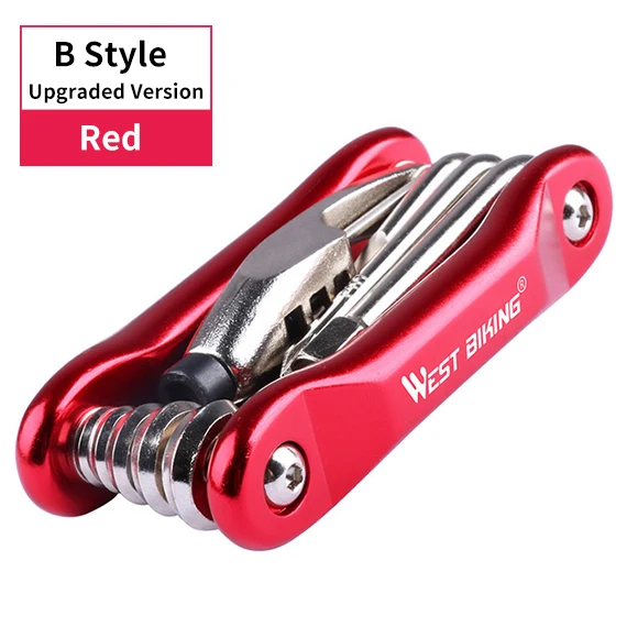 Upgraded Red WEST BIKING Мультитул Инструменты для ремонта велосипеда цепь шестигранный спиц гаечный ключ Отвертка 10 в 1 комплект Набор дорожный MTB велосипед Велоспорт мульти инструменты - Цвет: Upgraded Red