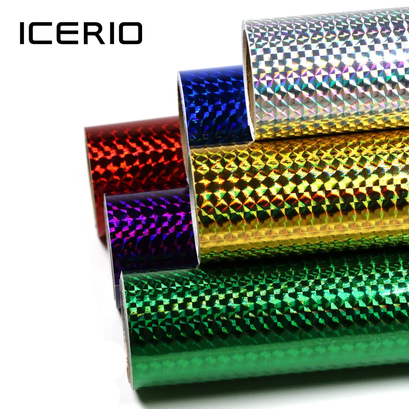 ICERIO-1 rollo de señuelos de construcción, pegatina de película adhesiva holográfica de piel de calamar, cinta de Flash, calcomanía de cebo Sabiki, Material de atado de moscas