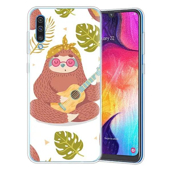 05 Серый Ленивцы и цветами силиконовый чехол для samsung Galaxy A50 A70 A40 A20e A10 A30 A80 A6 A8 плюс A7 A9 прозрачный TPU силиконовый блестящий чехол - Цвет: 05