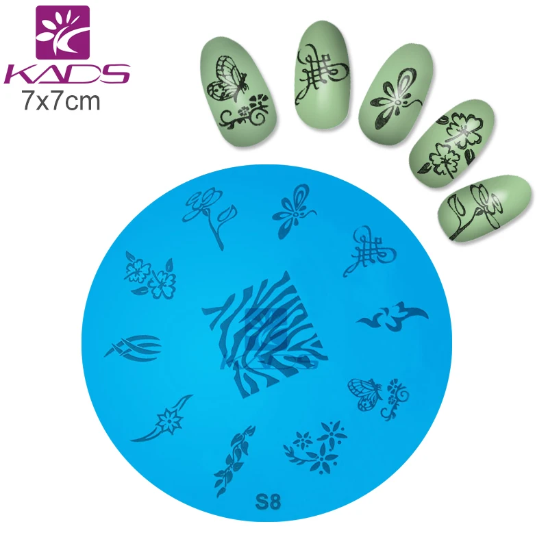 KADS S8 Ногтей Штамп Плиты Штамповка Цветок и Бабочка Шаблон Картины Лаком|plate