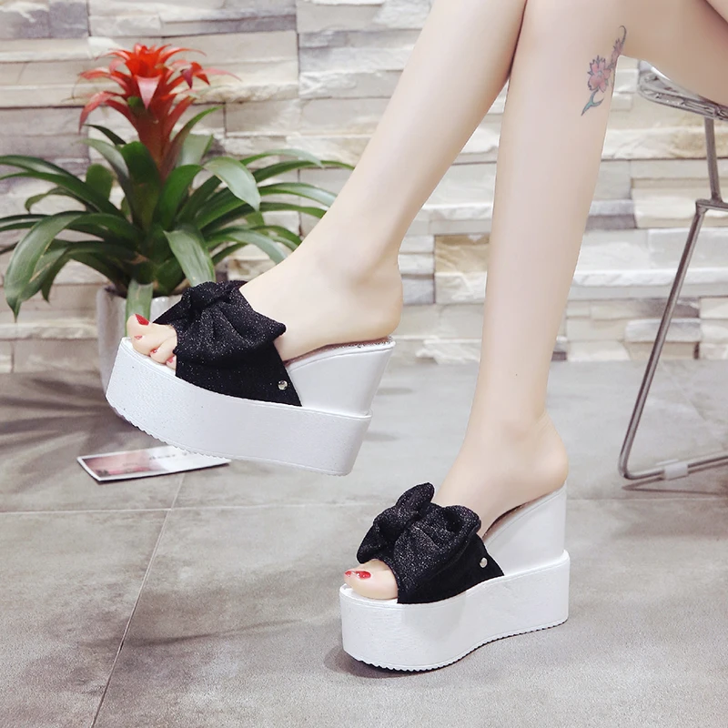 В Корейском стиле бантик Босоножки на очень высоком каблуке женские Заклепки