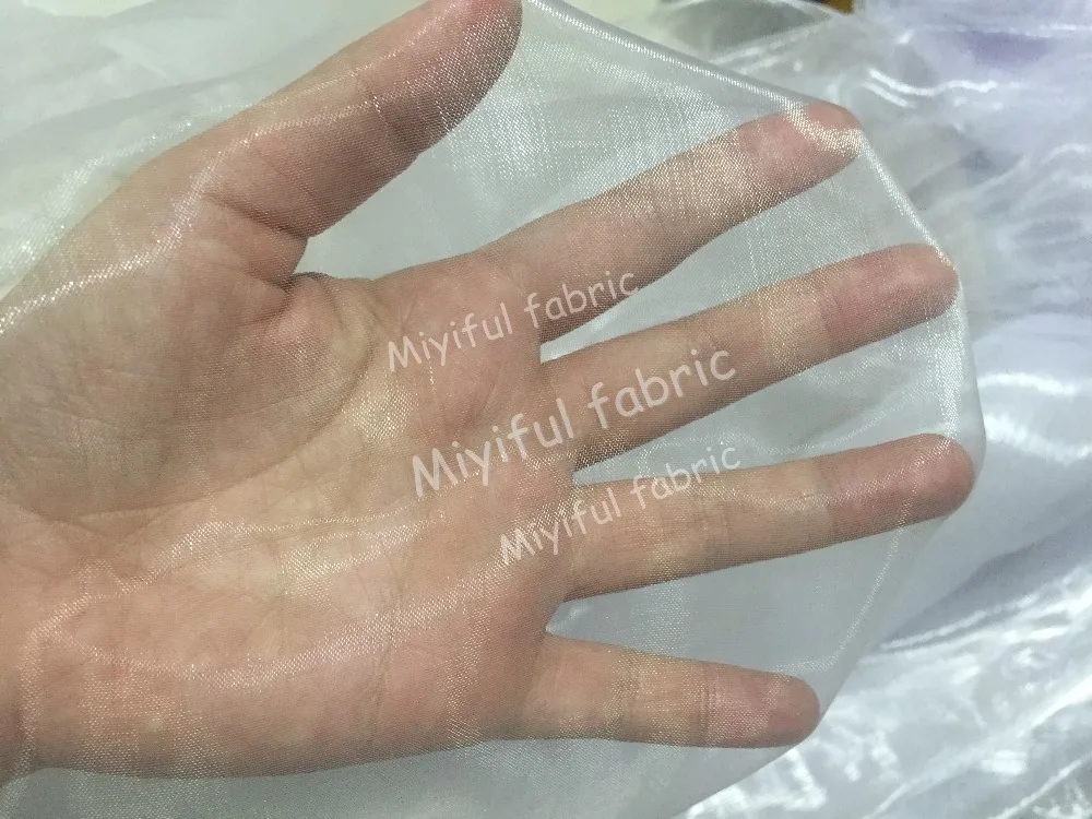 Off white кремово-белый мерцающий Блестящий органза мягкий прозрачный тюль хорошего