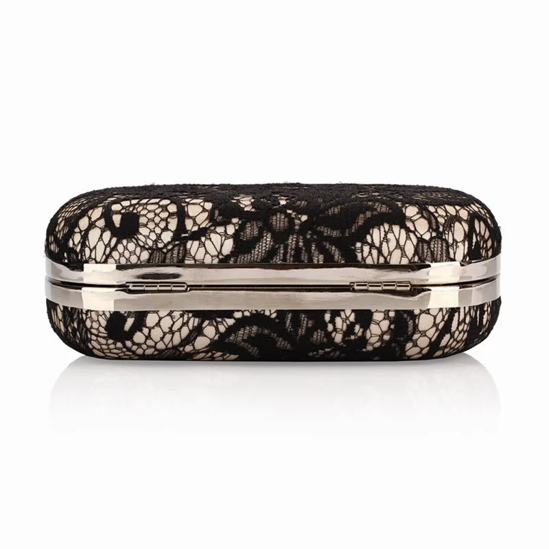 2018 хорошая полые кружева сумочка-клатч с черным кружевным атласная вечерняя