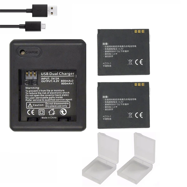 2battery charger Xiaoyi yi m11010mah 3,7 v xiaoyi yi спортивные аккумуляторы+ AZ13 1 зарядное устройство для xiaomi АКСЕССУАРЫ для аккумуляторов - Цвет: 2battery charger