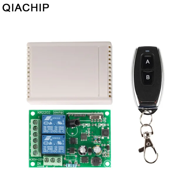 

433Mhz Wireless Remote Control Switch Relay Receiver QIACHIP 2CH AC 110V 220V & 2 CH Transmitter For Light Gate Car Garage Door