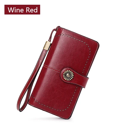 wine red Женские кошельки и кошельки из коровьей кожи на ремешке, женские кошельки для монет, женские кошельки, кошелек для девушек, Женский дневной клатч - Цвет: wine red