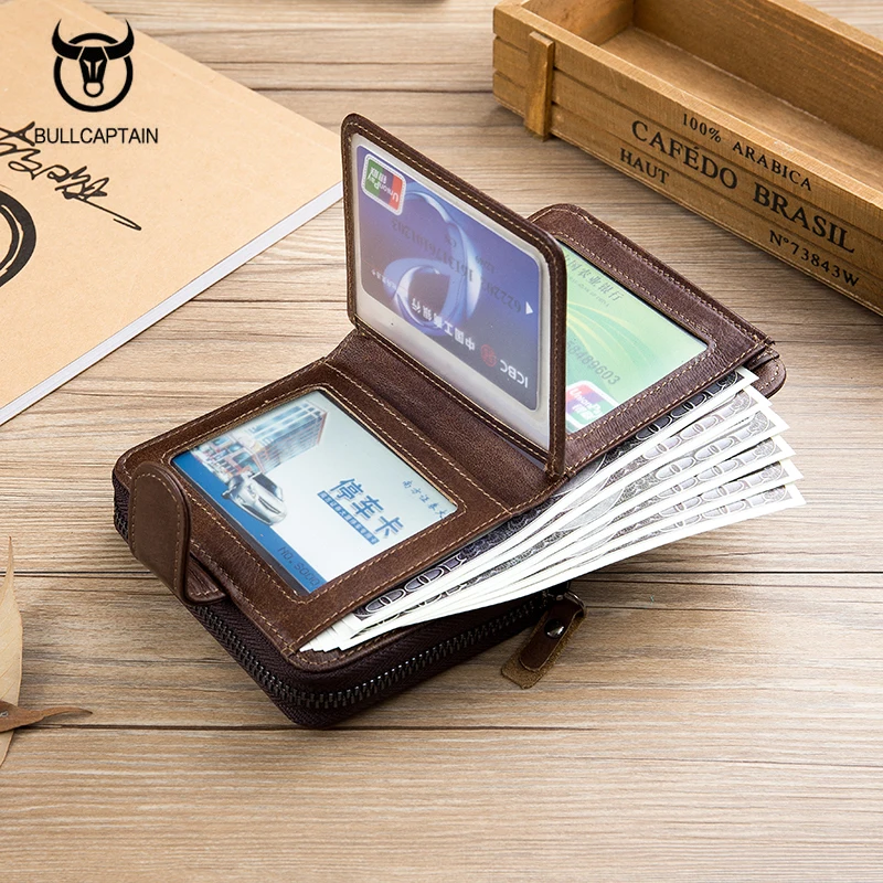 Винтажные кожаные мужские короткие кошельки 2018 многофункциональный кошелек для