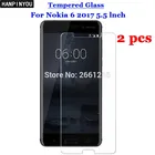 Защитная пленка для экрана Nokia6, 2 шт.лот, закаленное стекло 9H 2.5D премиум-класса для телефонов Android, Nokia 6 2017 5,5 дюйма