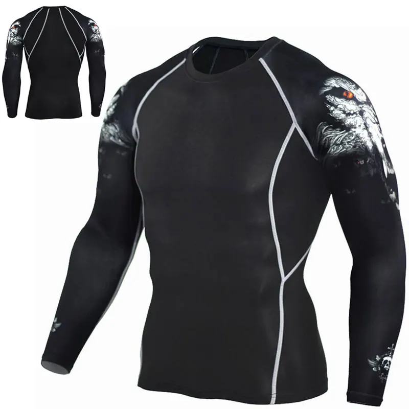 

New Logo Custom Compression Tracksuit Men Training Running Set Fitness Tight Long Sleeve Shirt Pants Leggings Gym Sport Suit