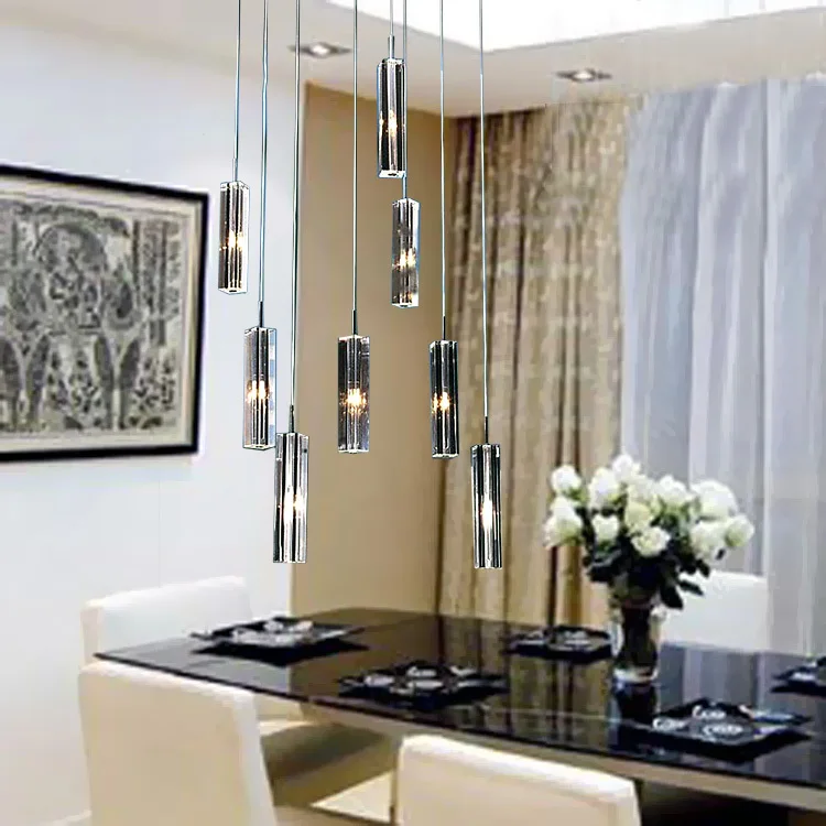 

fashion creative crystal rectangle eight lights dining pendant light Stairs lights modern minimalist SJ129