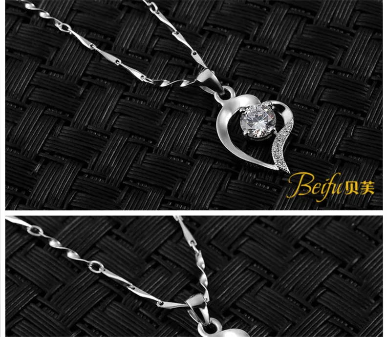 Рождественский подарок Очаровательное ожерелье в виде сердца AAA 100% серебро 925