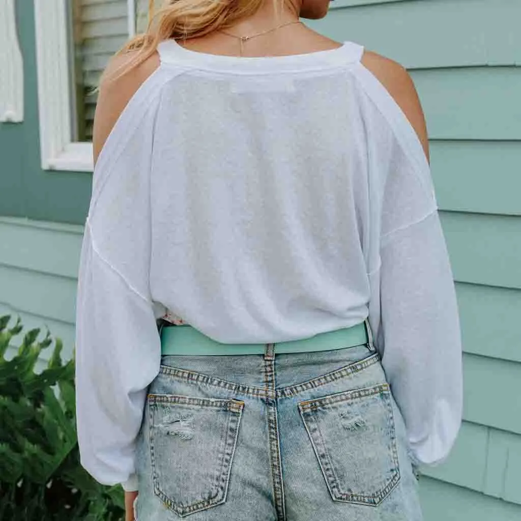 Женская футболка с длинным рукавом Womail летняя открытыми плечами и перекрестными