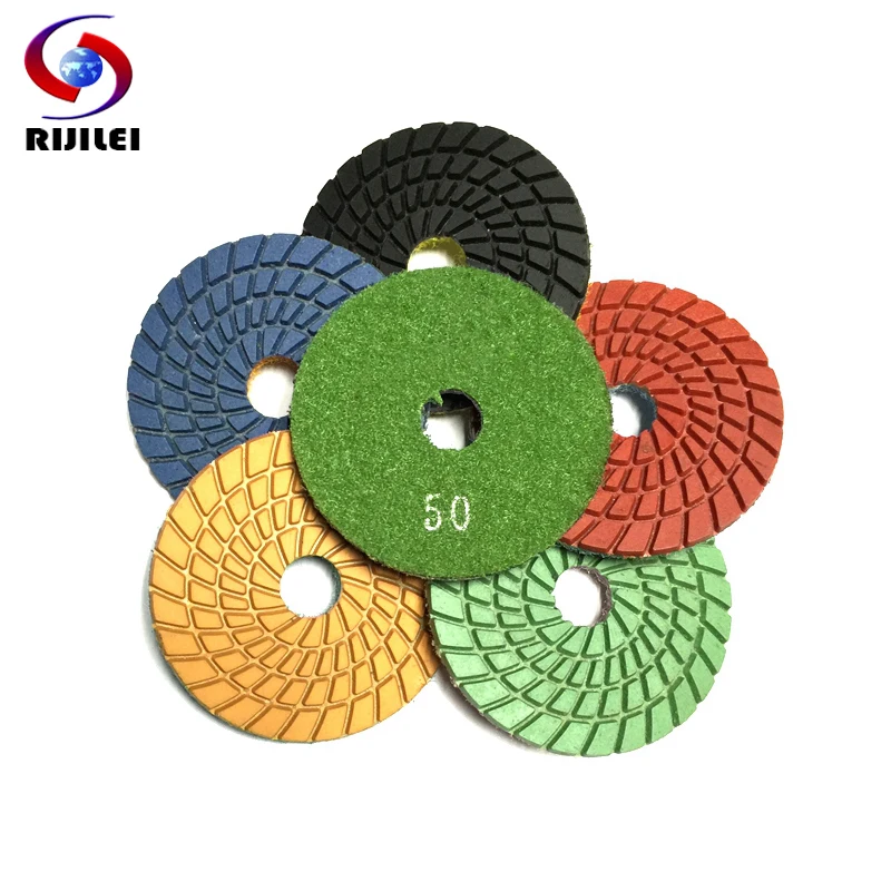 RIJILEI 10 Pieces/Lot 3Inch Flexible Diamond Polishing Pads 80mm Wet Grinding Disc For Grinite Marble Stone Concrete Floor 3DS2