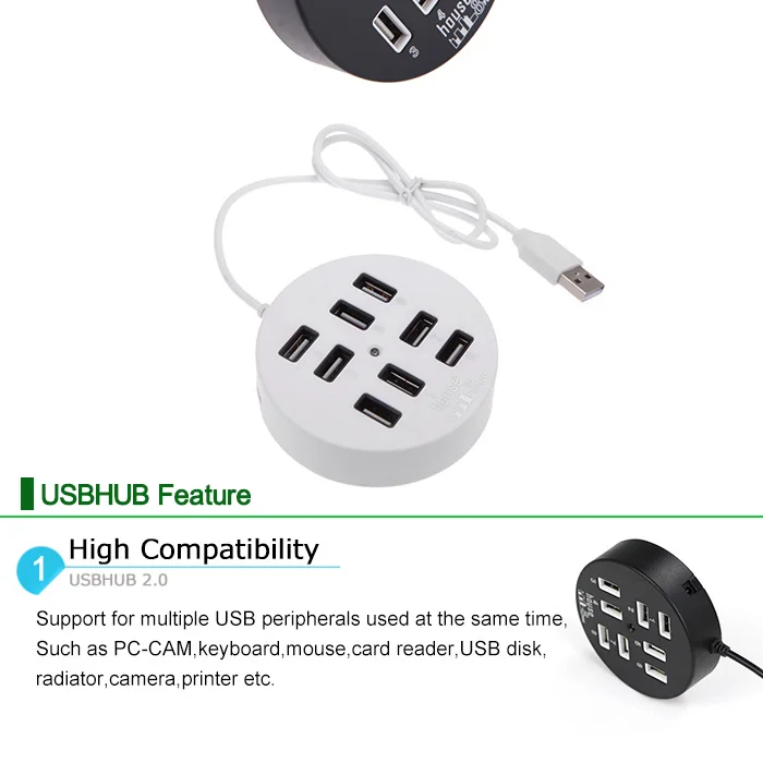 Micro usb-хаб 8 Порты высокое Скорость 2,0 Hub адаптер multi USB высокое Совместимость мини USB разветвитель для компьютерных аксессуаров