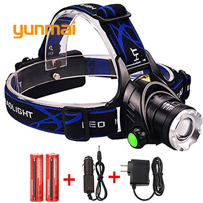 

High Power XML T6 XM-L2 LED Headlamp Headlight Caming Hunting Head Light Lamp 4 Modes Rechargeable AC/EU Charger 18650 Battery