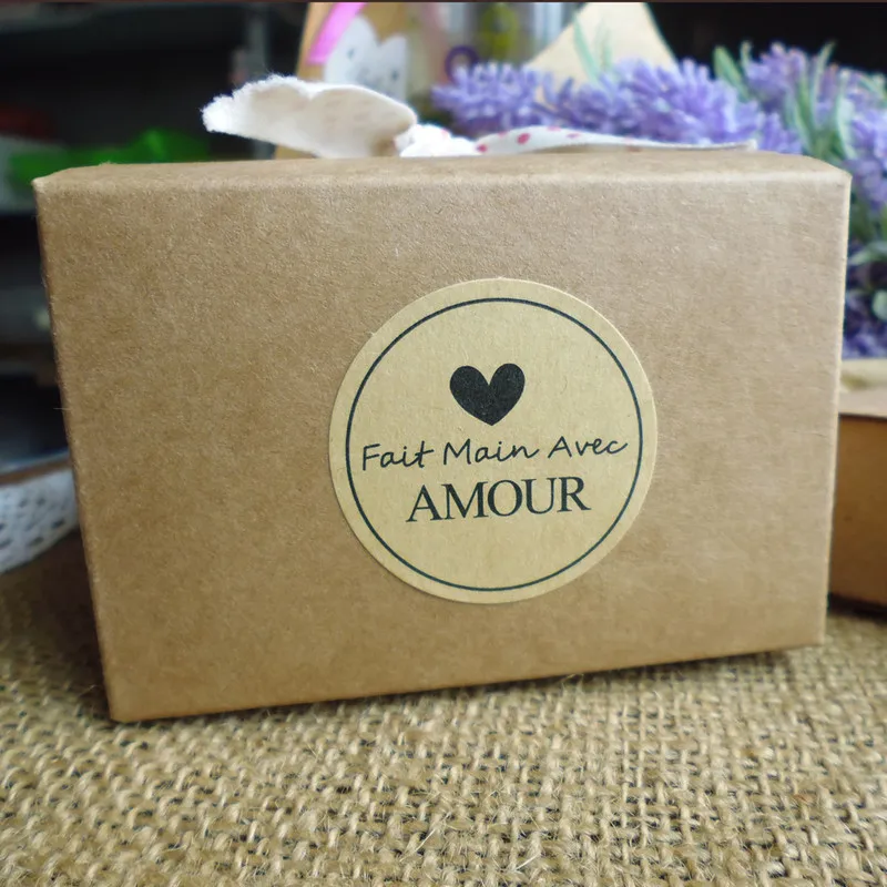 1200 шт. &quotFait main Avec Amour&quot крафт печать наклейка французская ручной работы этикетка