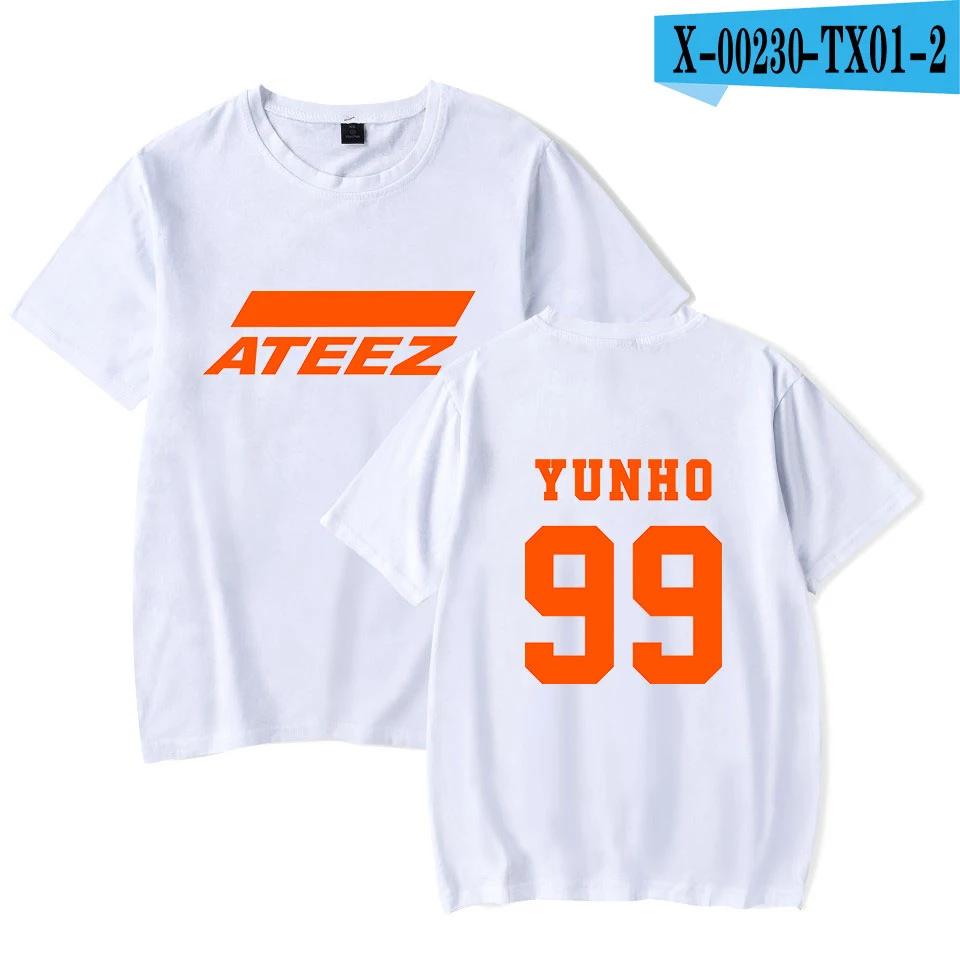 White Новая Футболка kpop group ATEEZ, топы, Hongjoong Seonghwa Yunho Yeosang San Mingi Wooyoung Jongho ATEEZ A подростковый Z - Цвет: White