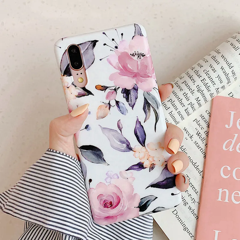 Retro Rose Floral Case For Huawei Mate 20 P30 P20 Pro P30Pro Lite P20Pro Back Cover Fashion Matte Painted Flower Phone |