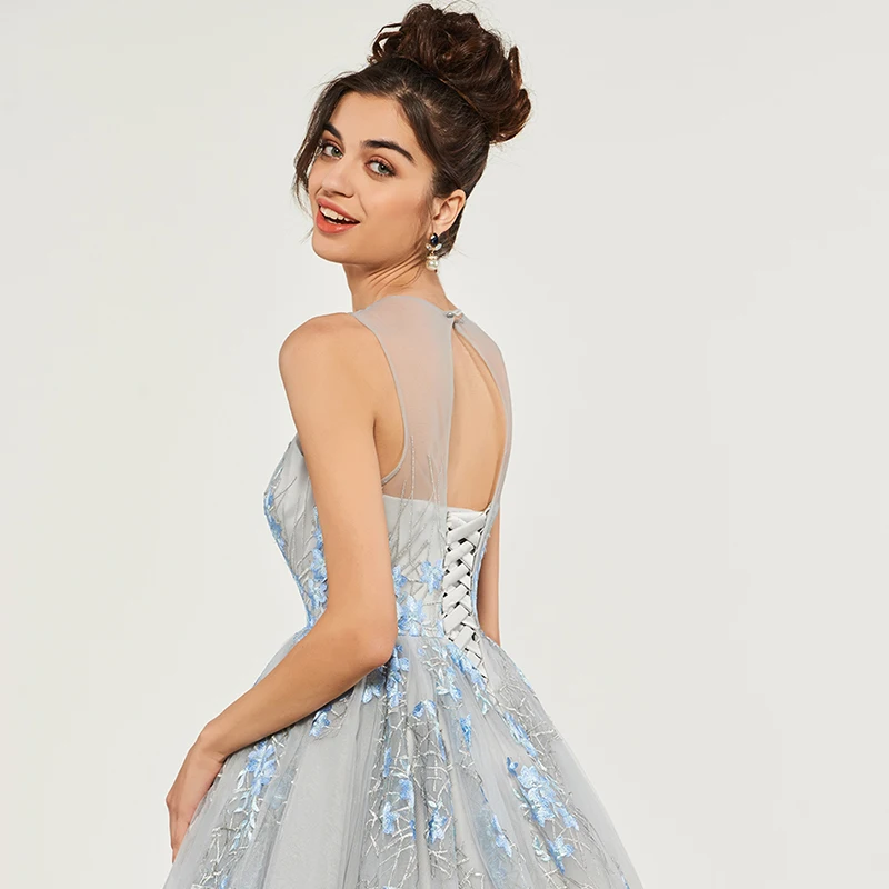 Женское бальное платье на шнуровке tanpeller в пол без рукавов с аппликацией для