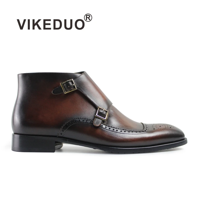 

Vikeduo Special Offer Military Botas Hombre Boot Luxury Retro Fashion Chelsea Brown Fur Winter Ankle Genuine Leather Men Boots