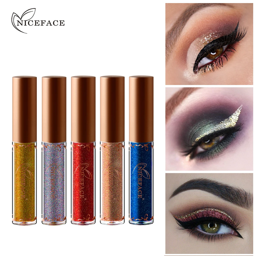 Niceface Diamond Glitter Eye Liner Waterproof Makeup Eyeshadow Pigment Shining Liquid Eyeliner Pencil Shimmer Blue Long Lasting |