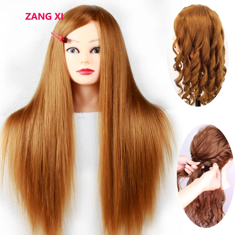 Good Quality Mannequin Head With 80% Golden Human Hair Professional Practise Hairstyle Manikin Head Hairdressing Training Head