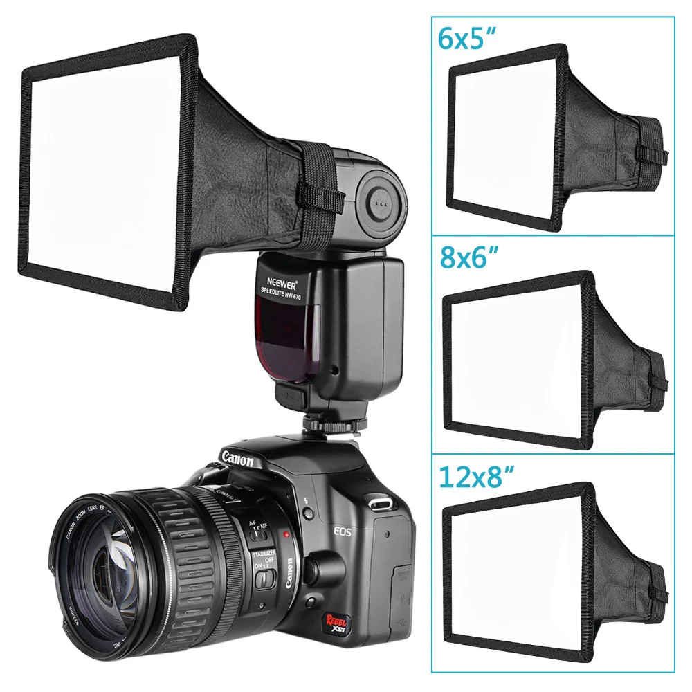 Neewer 3 Размер Вспышка Speedlite рассеиватель светильник софтбокс 6*5 дюймов/8*6 дюймов/12*8