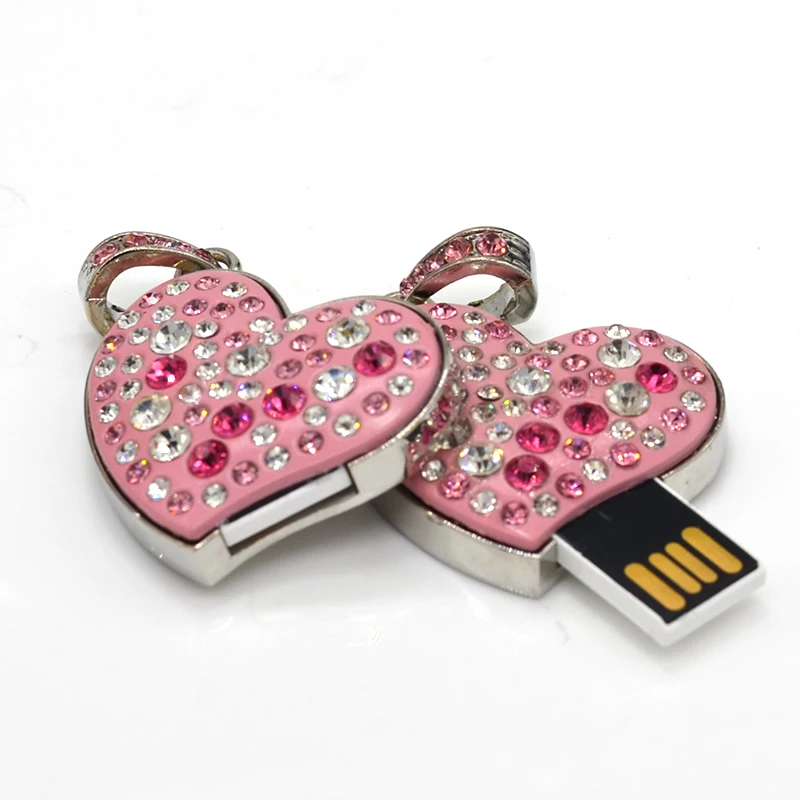 С украшением в виде кристаллов сердце USB флеш-накопитель объемом памяти 4 ГБ/8 ГБ/16