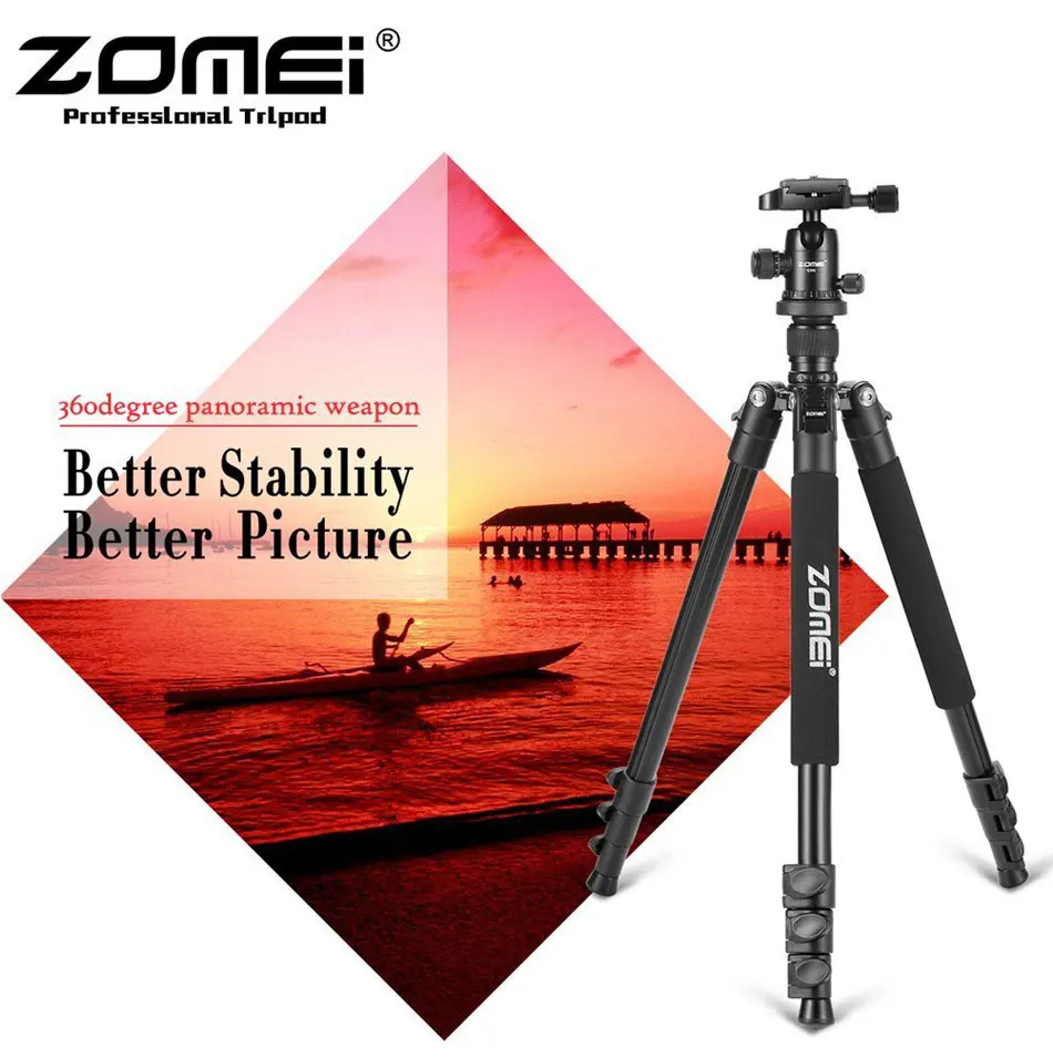 Штатив для камеры Zomei Q555 из алюминиевого сплава выдвижной с быстроразъемной